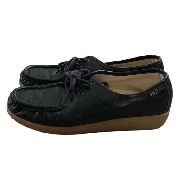 SAS Siesta Womens Genuine Handsewn Blue Lace Up Shoes Size 7N Narrow - Picture 10 of 10